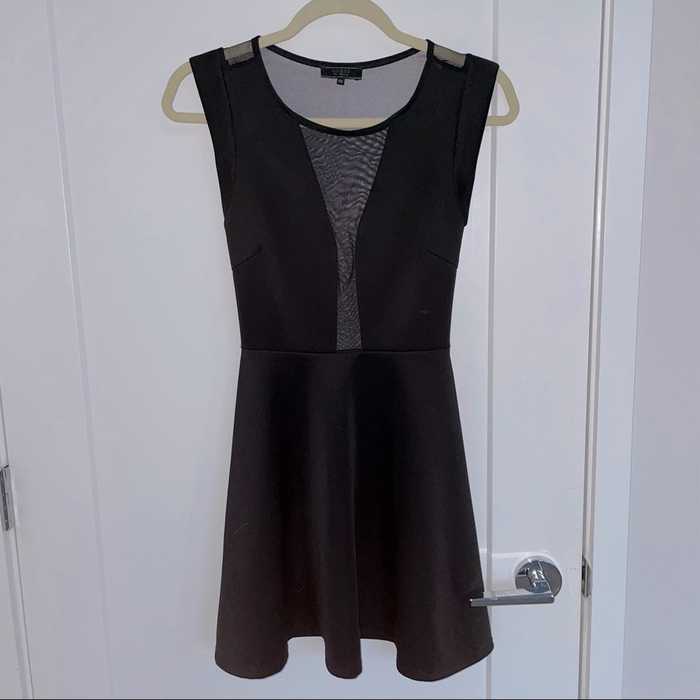 Guess Black Mesh Mini Dress